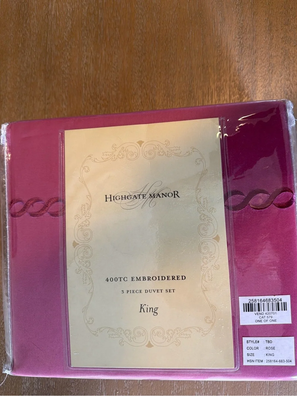 New High Gate Manor Dusty Rose Color Embroidered 400TC King Duvet Set